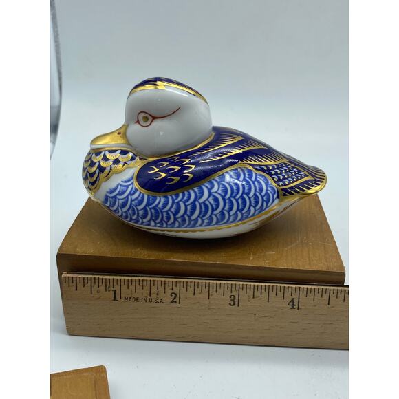 Imari Duck paper Wt ROYAL CROWN DERBY England bone china 22K gold silver stopper - Picture 8 of 10
